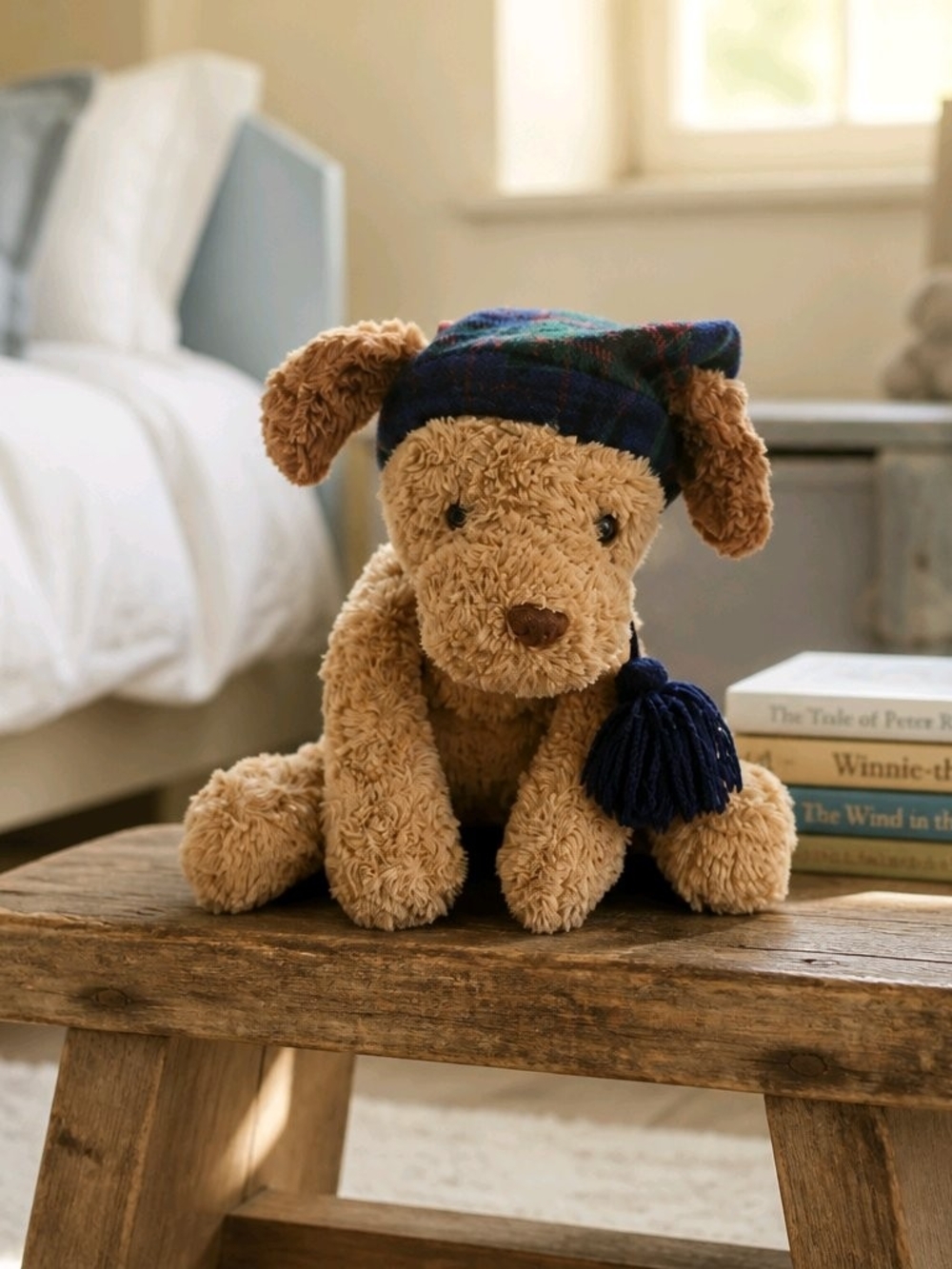 Gund Smores 44496 Tan Puppy Plush Dog Toy with Navy Plaid Hat